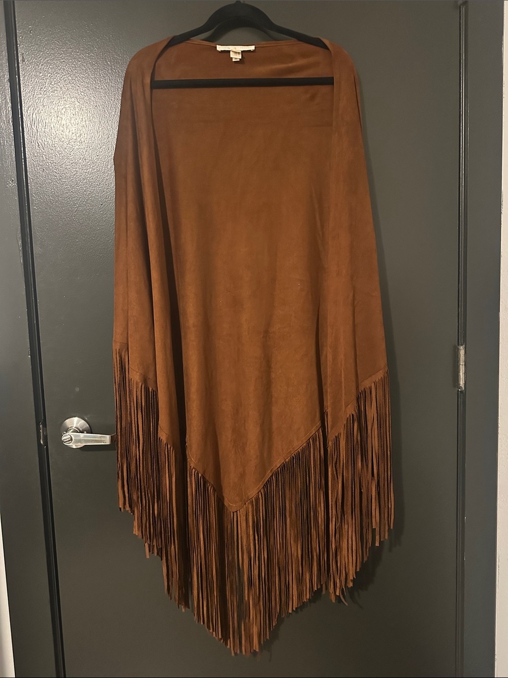 Boston Proper Brown Fringe Suede Cape